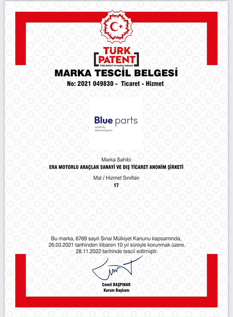 BlueParts Marka Tescil